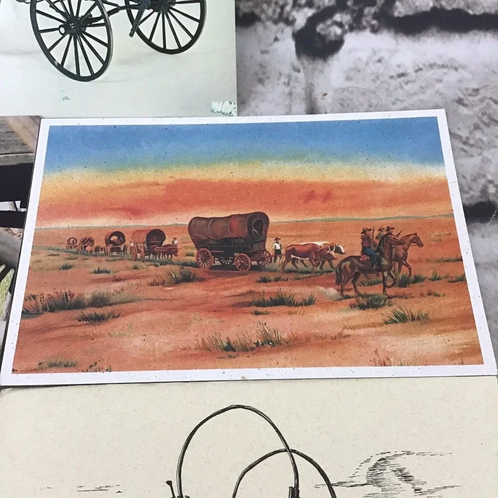 Vintage Postcards Oregon Trail Covered Wagons‎ Pioneers Lot Of 7 Collectible